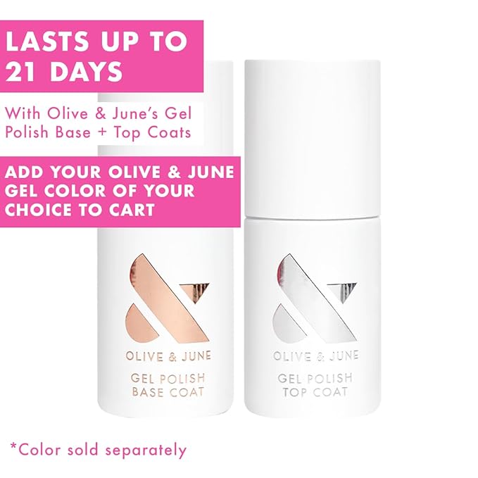 Olive & June Gel Starter Kit | Includes Nail Tools, Peel-Off & Gel Base Coats, Top Coat, & LED Lamp | Easy At-Home Manicure Kit | 15-Free, Vegan, Cruelty-Free