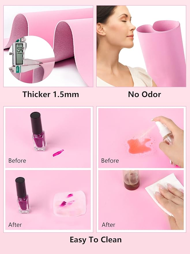 (MAT ONLY) Nail Art Table Mat, Nail Arm Rest Pad for Acrylic Nails, Soft Microfiber PU Leather Nail Mat for Table, Foldable Nail Hand Rest Pillow Manicure Pad, Acrylic Nail Desk Mat for Nail Cushion