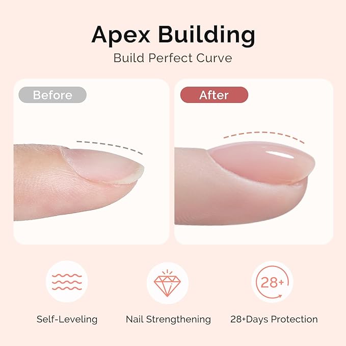 MelodySusie UV Nail Lamp No Wipe Glossy Top Coat Base Coat Builder Gel Set