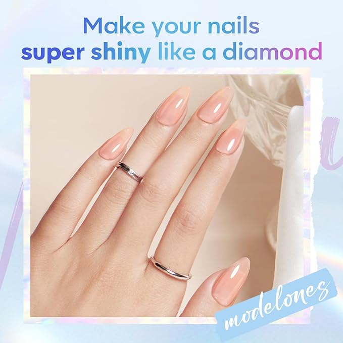 modelones Gel Top Coat, 15 ml 2026 Upgrade Super Shiny Base and Top Coat Set, Soak Off Nail Lamp Acid Free No Wipe Clear Base Top Gel Nail Polish