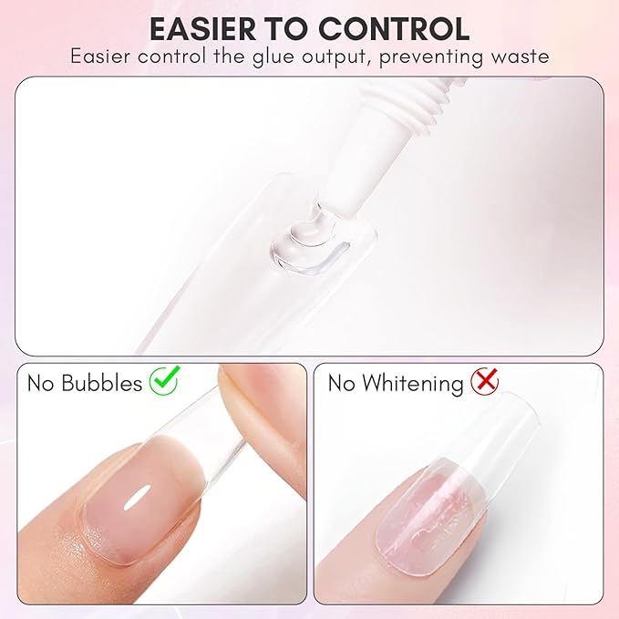 Makartt 3-in-1 Solid Gel Adhesive for Press-On Nails – Extra Strong False Nail Glue with Remover, Vitamin E Formula & 5 Wooden Sticks for Easy Removal