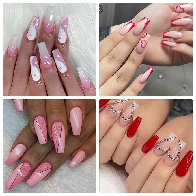 Clear Acrylic Square Nail Tips, SWETIDY 500pcs No C Curve XL Long Square Shaped Straight Fake Nails Flattened Half Cover Artificial Nails with Box for Nail Salon Professional and DIY Nail Art 10 Sizes