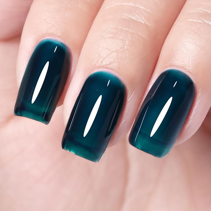 Imtiti Aegean Blue Gel Nail Polish, 10ml Translucent Blue Green gel nail polish Color Soak Off Gel Polish Nail Art Manicure Salon DIY Nail Lamp Gel Nail Design Christmas Halloween Decoration 1 Pcs