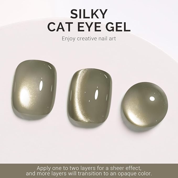MelodySusie Silky Cat Eye Gel Nail Polish, Beige Nude Glitter Holographic Magnetic Nail Polish with Magnet, 0.5 Fl Oz UV Nail Polish for Nail Art Manicure Salon DIY at Home B5403