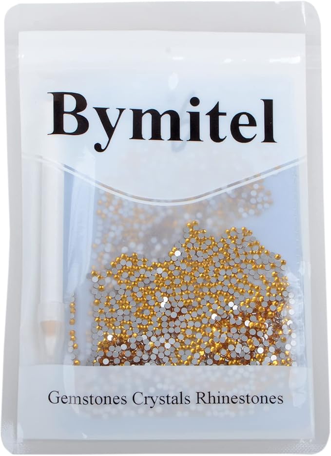 2880PCS Art Nail Rhinestones Non Hotfix Glue Fix Round Crystals Glass Flatback for DIY Jewelry Making with one Picking Pen (ss6 2880pcs, Topaz)