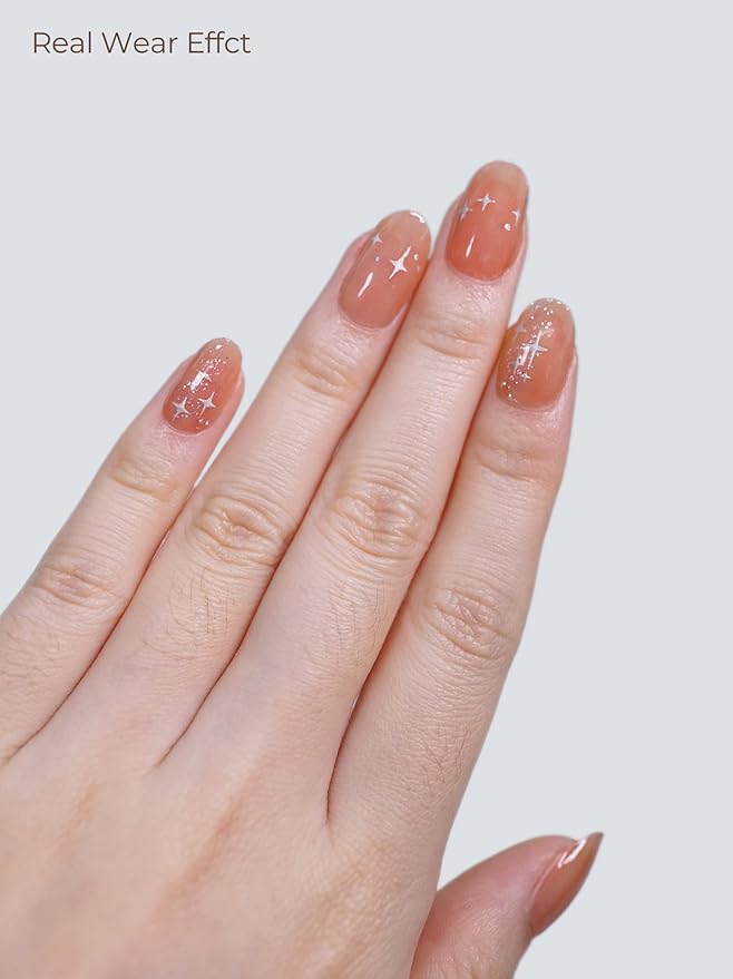 Semi Cured Gel Nail Strips - UV Light Gel Nail Stickers - 20 Long Lasting Salon Quality Wraps (Jelly Pink)