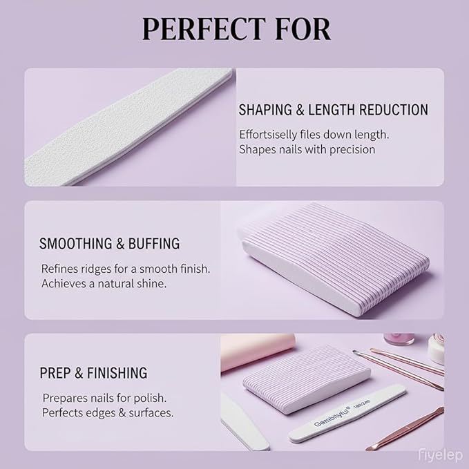 25 Pcs Thick Nail File 180/240 Grit Rhombus Shape, Emery Boards Nail File for Natural Nails and Acrylic Nails, Double Sided Boards Profesional for Home and Salon