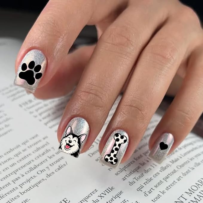 PH PandaHall 2pcs Dog Nail Stamping Plates, 124 Patterns Cute Pet Nail Plate Stainless Steel Nail Image Template Dogs Paw Nails Stencil Set for Dog Lover Manicure Decor 5.7x3.7 inch
