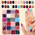 24Packs 576Pcs Squoval Press on Nails Short Round Fake Nails Solid Color Acrylic Nails Glossy Oval Pure Artificial False Nails Colorful Nature Glue on Nails for Women Girls Manicure Nails Decoration