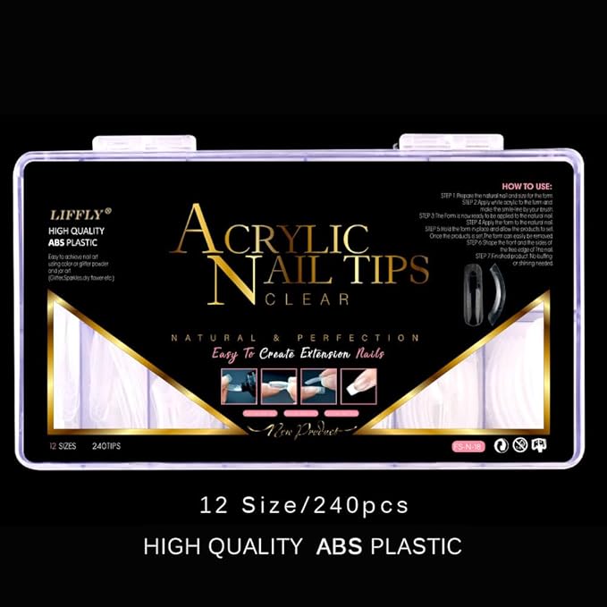 240PCS Dual Forms Nail Mold for Poly gel UV Gel 12 Size With Scale