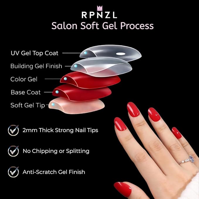 Press On Nails - Scarlett | Opaque Bright Red Short Squoval Fake Nails, Salon Quality | 32 Nails, 16 Sizes Kit with Glue and Adhesive Tabs I Female Founded - Beauty, Self Care
