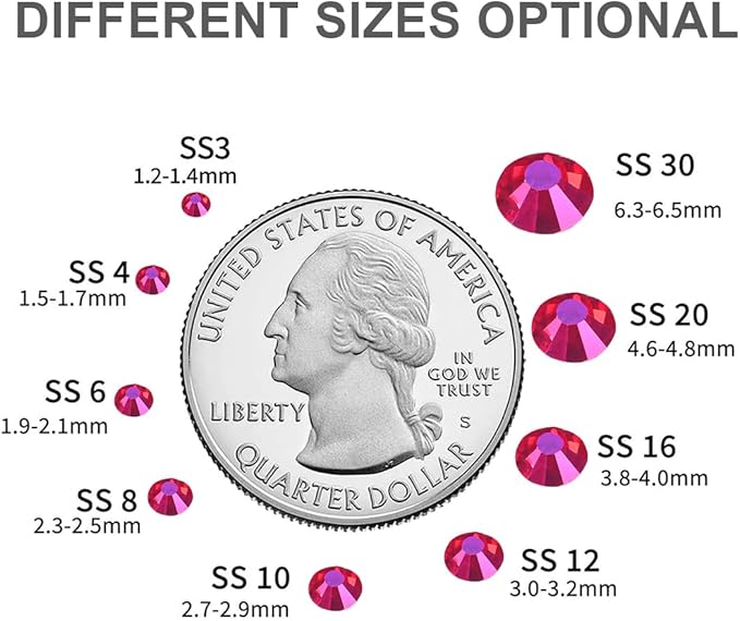 Blinginbox Glass Flatback Rhinestones Crystal Round Gems,Magenta Light,SS30/288pcs,6.4-6.6mm
