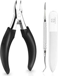 Toenail Clippers, Toe Nail Clippers for Thick or Ingrown Nails with Ingrown Toenail File and Lifter, Stainless Steel Sharp Curved Blade Professional Podiatrist Grooming Tool for Men Seniors