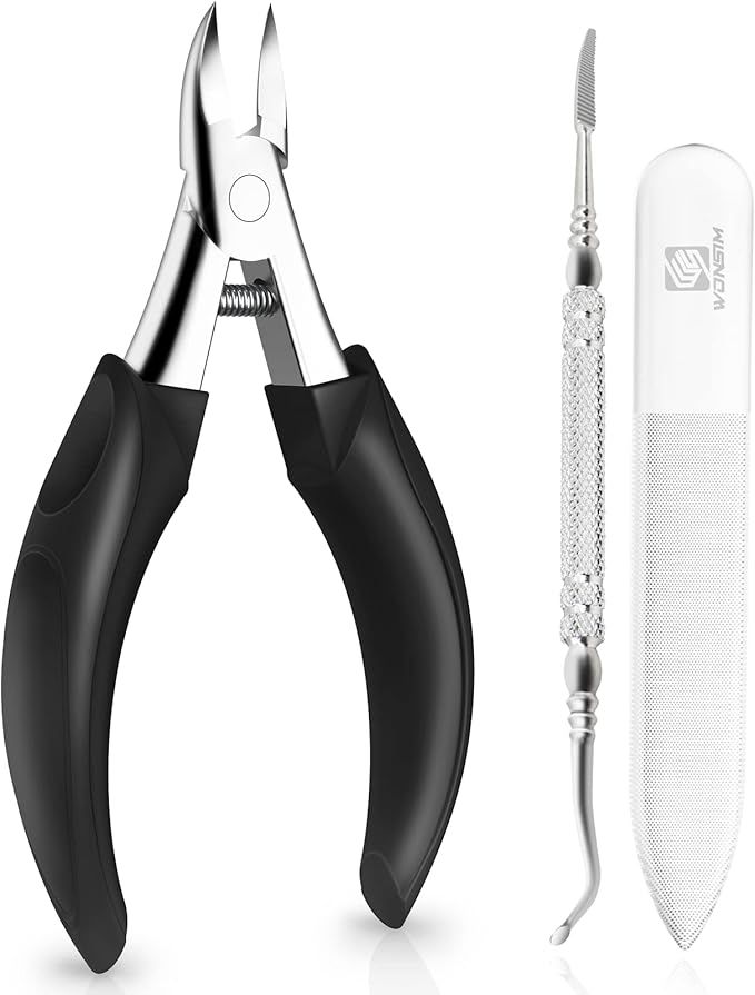 Toenail Clippers, Toe Nail Clippers for Thick or Ingrown Nails with Ingrown Toenail File and Lifter, Stainless Steel Sharp Curved Blade Professional Podiatrist Grooming Tool for Men Seniors