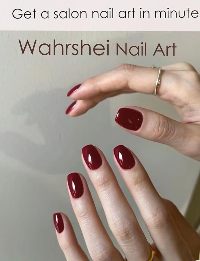 Semi Cured Gel Nail Strips, 20pcs Ancora Red Gel Nail Stickers UV, Wine Red UV Wraps for Home Nails DIY