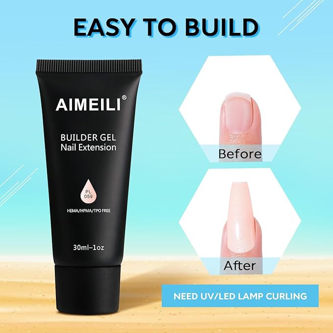 AIMEILI Poly Nail Extension Gel Builder - Hema Free Enhancement for Nail Art Design - DIY Salon At Home Gift for Women - 059
