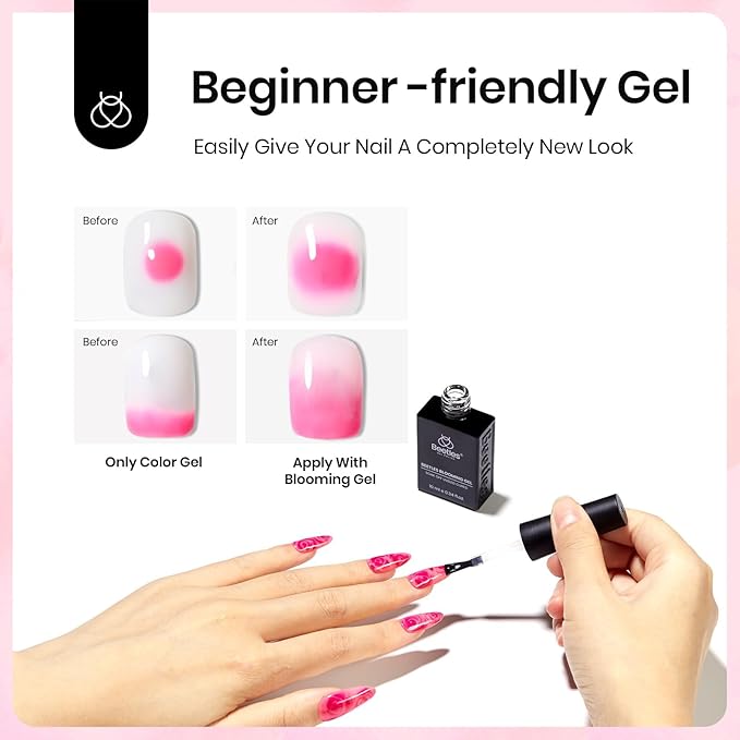 Beetles Blooming Gel, Blooming Gel Nail Polish Clear Uv Led Blossom for Spreading Effect Marble Natural Stone Watercolor Floral Print Soak off Diy Spring Nail Art Design Manicure Gifts for Women