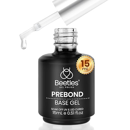 beetles Gel Polish Gel Base Coat, 15ml Prebond Base Gel Nail Polish Long Lasting Soak Off U V Nail Lamp Base Coat Upgraded Formula for Salon DIY Design Manicure Gifts for Women
