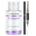 SAVILAND Slip Solution Kit for Poly Nail Gel: 150 ml/5.07fl.oz Nail Extension Slip Solution with Dual-Ended Nail Brush, Large Capacity One-Touch Glide No-Stick Liquid Easy for Nail Art Extension DIY