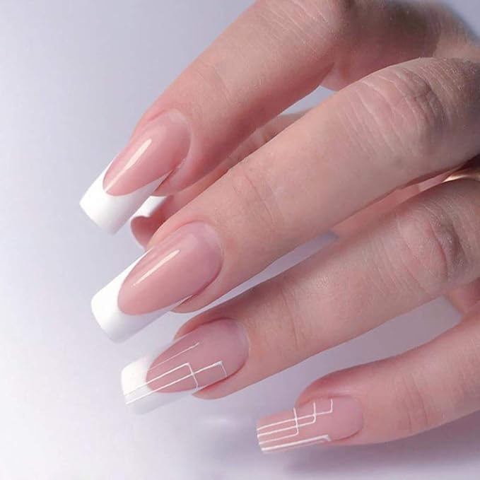Clear Nail Tips 500pcs French Acrylic Half Cover Fake Nails with Storage Case 10 Sizes Long False Nail for Lady Nail Salons and Home DIY Nail Art(French Half Cover)