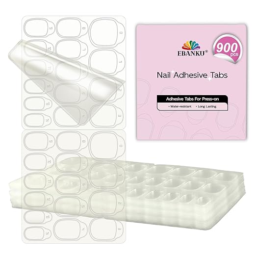 900PCS Nail Adhesive Tabs for Press on, EBANKU Waterproof Breathable Nail Glue Stickers Ultra-Thin Press on Nail Sticky Tabs in 15 Sizes, 30 Sheets Double Sided Transparent Nail Tape for Manicure DIY