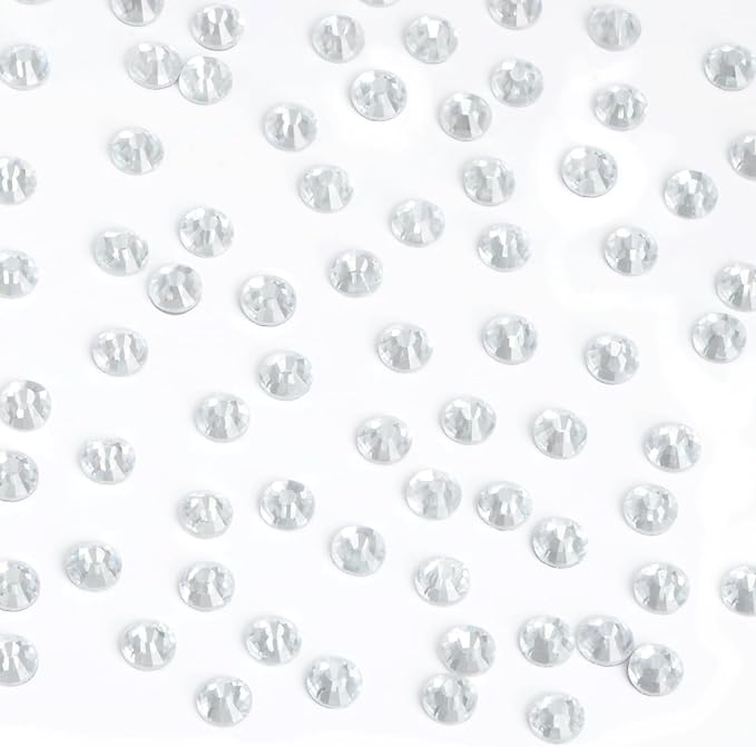 Bymitel Hotfix Crystal Rhinestones Round Gems Iron on DIY Jewelry Making Flat Back for Crafts,Clear Crystal, 8.5mm(SS40/144pcs)