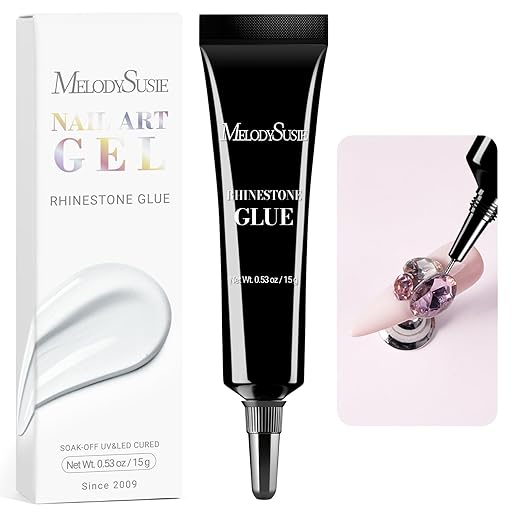 MelodySusie 15g Pinpoint Nail Rhinestone Glue for Nails Super Strong Gel for Nail Charms Gems 3D Nail Gel UV Nail Glue for Nail Art Design Nail Chrome