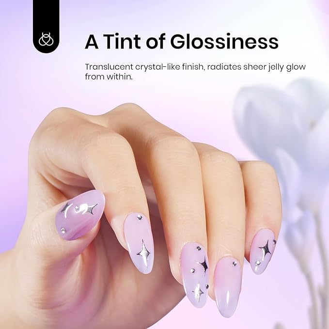 Beetles Purple Gel Nail Polish, 15ML Pastel Purple Jelly Gel Polish Translucent Effect Nail Concealer High Gloss Soak Off UV Sheer Lavender Spring Summer Manicure Gift for Women