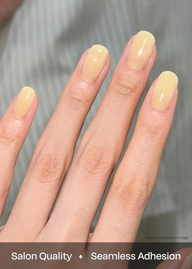 ohora Semi Cured Gel Nail Strips (N Honey Veil) - Works with Any Lamps, Salon-Quality, Long Lasting, Easy to Apply & Remove - Includes 2 Prep Pads, Nail File & Wooden Stick