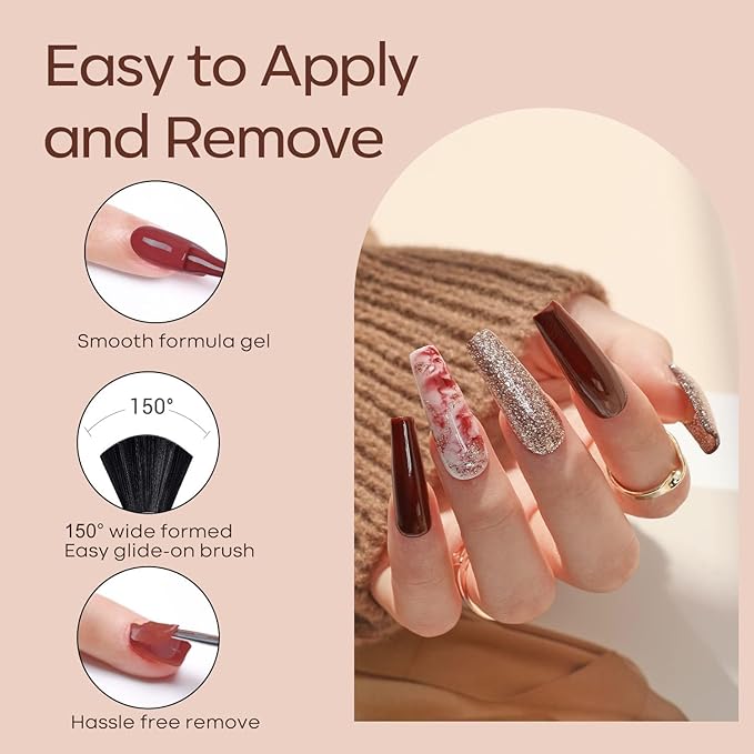 modelones Gel Nail Polish Kit -6 Colors Nude Pink Milky White Spring Gel Polish Set Skin Tones Neutral Brown Soak Off Gel Nail Kit Manicure DIY Nail Art Salon Home Gift