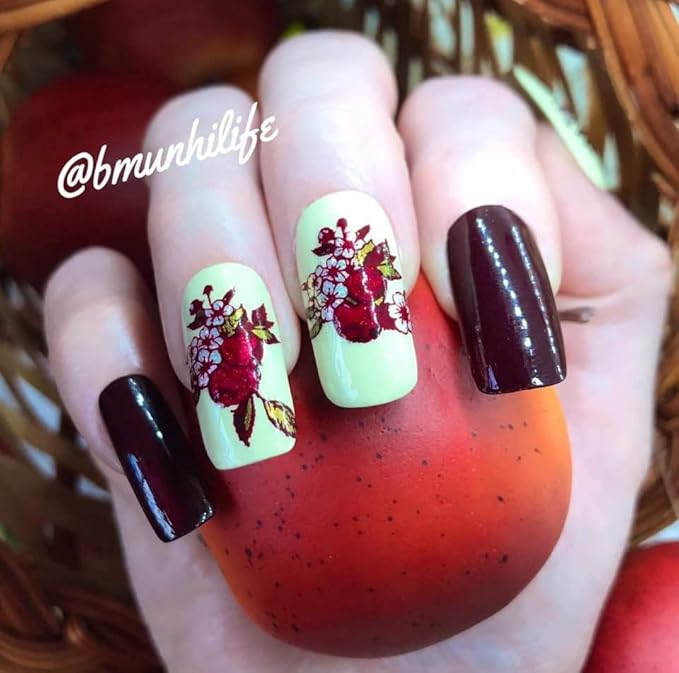 Maniology Harvest Blooms Nail Stamping Plate | Fall-Themed Designs & DIY Manicures – Reusable, Rectangular Stainless Steel Nail Art Template