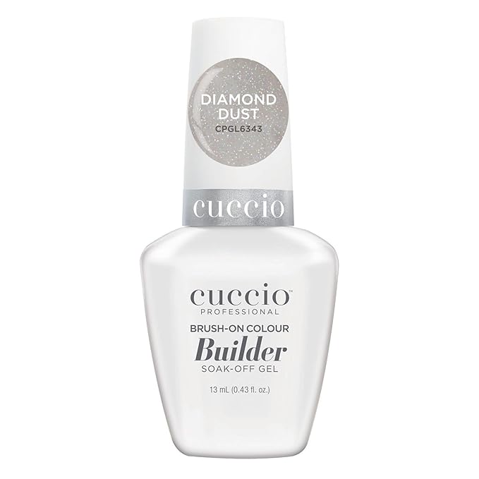 Cuccio Pro Brush-On Colour Builder Soak Off Gel - LED and UV Self-Leveling Lightweight Formula - Camouflages Re-Growth and Corrects Uneven Nail Beds - Base Coat - Diamond Dust - 0.43 oz