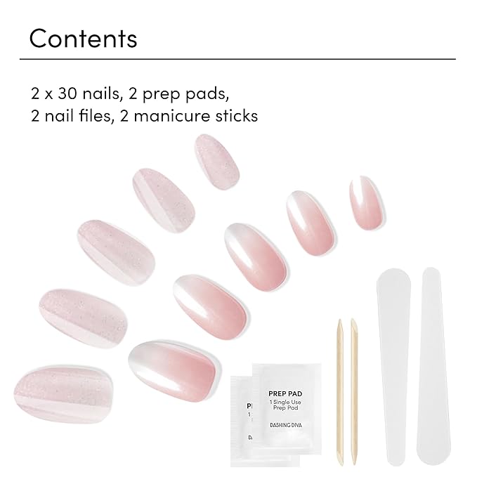 Dashing Diva Magic Press Premium Nail Bundle - Pretty Little Pinks Collection - Press On Nails- Pretty Thing & Rosewater Glaze Almond - Long Lasting Gel - Lasts Up to 7 Days - 2 Sets