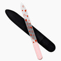 LONDONTOWN Hearts Double-Sided Glass Nail File & Care Tool, Professional Grit Etched Crystal Manicure Accessory with Case Pouch