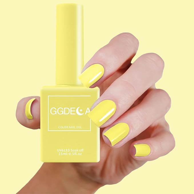 15ml Butter yellow Gel Nail Polish, Pastel Yellow Gel Polish, light Color Same Color Same Bottle, High Gloss U V Soak Off Nail, DIY Sparkle Manicure Salon