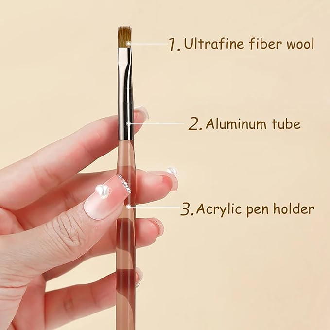 Ombre Nail Brush (Thicken), Precise Gradient & Lace Nail Art Painting Brushes Pen, Acrylic Ombre Brush for Nails, Mahogany Manicure Design Tools for DIY & Salon Gel Polish - 1 Pack