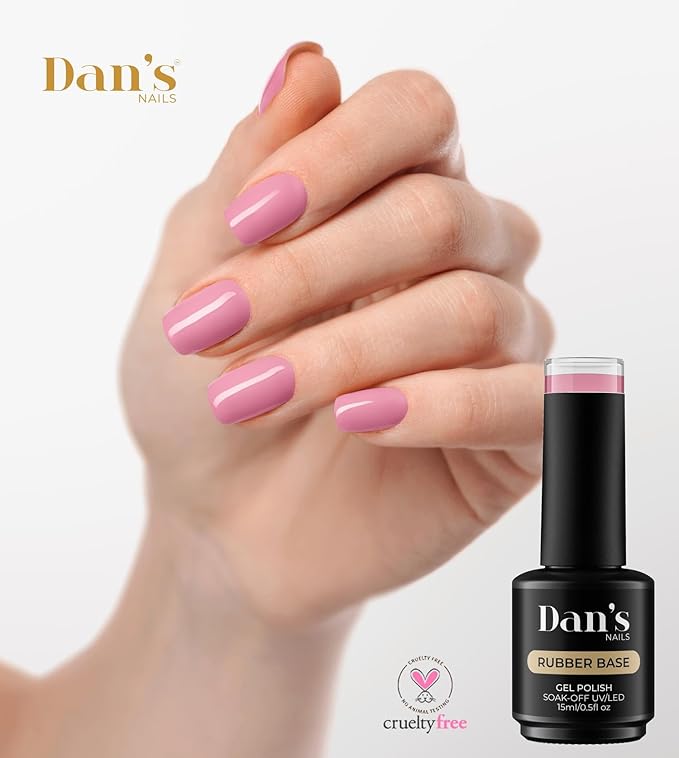 Dan's Nails 15ml Pink Sunset Serenade Rubber Base Gel Coat Summer Color | Soak off UV/LED Lamp for Professional Salon Manicure