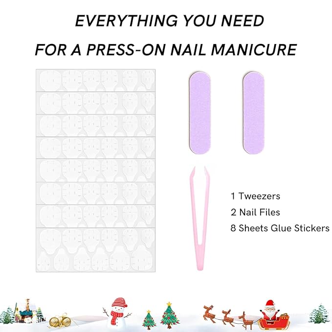 120Pcs 10 Packs Christmas Press on Nails for Girls 5 Styles 12 Sizes Cute Short Press on Nails for Kids Press ons with Santa Claus Snowman Xmas Tree Elk Designs Full Cover for Little Girl Gift DIY