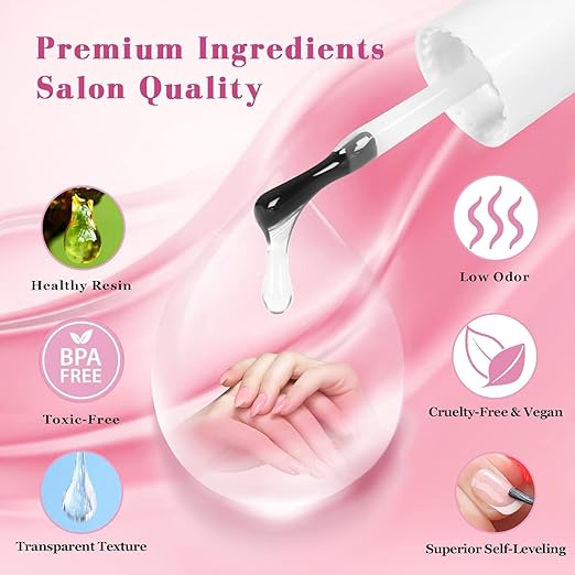 SAVILAND Gel Nail Glue: 6 in 1 Nail Glue for Press on Nails Acrylic Nails Long Lasting Curing Light Needed U V LED Hard Gel Extension for False Nail Tips Manicure Home Women Set