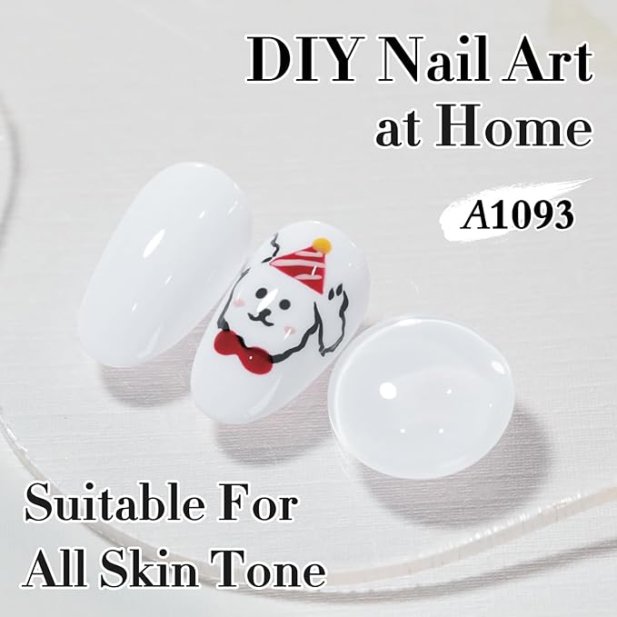 Double Rhythm 0.50 OZ Gel Polish Hema Free Same Color Same Bottle Golden Round Translucent Neutral Natural Milky 15 ML Jelly UV Polish Art DIY at Home (White-C1093)