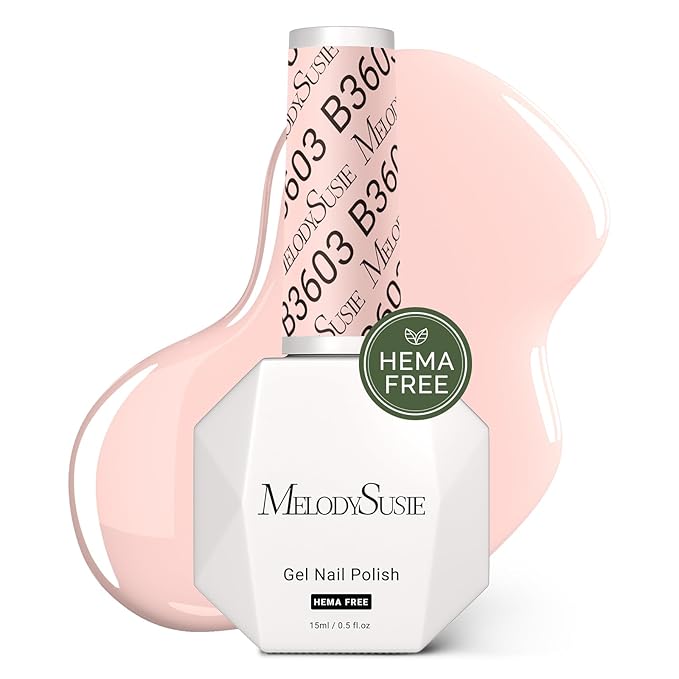 MelodySusie Hema Free Gel Nail Polish, 0.5 Fl Oz Thick Pastel Pink Gel Polish, Non-Toxic, Long Lasting, Soak Off UV Nail Polish, Manicure Nail Design Salon DIY Nail Art at Hom B3603