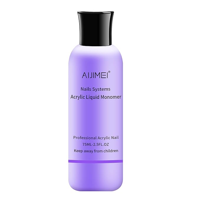 AIJIMEI Acrylic Nail Liquid Monomer 75ml/2.5fl.oz, Acrylic Nail Monomer Liquid Nail Extension Nail System