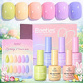 beetles Pastel Gel Polish Set - Spring Macaron Collection, 6 Colors 15ML Pastel Colors Easter Gel Polish with Color Swatch, Soak Off UV LED Spring Nail Art Kit for Women