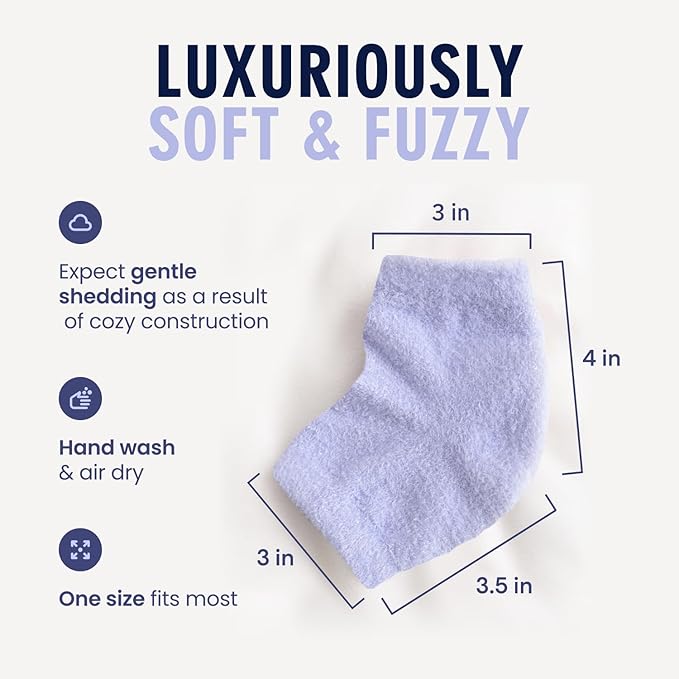 Dr. Frederick's Original Moisturizing Fuzzy Heel Socks for Dry Cracked Heels Treatment - Infused with Olive Oil, Jojoba Oil and Vitamin E - 2 Pairs - Stocking Stuffers for Adults - Lilac Leisure