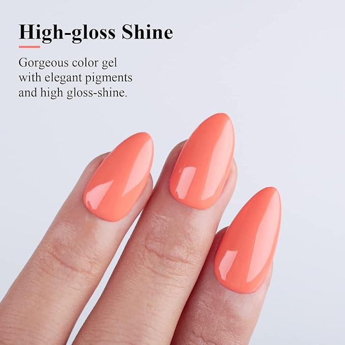 Imtiti Coral Gel Nail Polish, 0.5 Fl Oz Coral Peach Orange Gel Polish, DIY Nail Art Starter Manicure Salon Kit for Women Girls