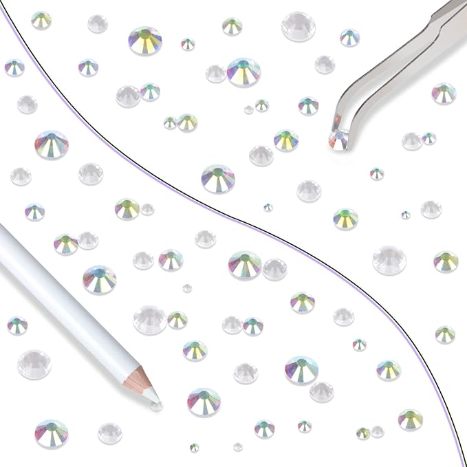 LPBeads 10000pcs Hotfix Rhinestones Flatback Glass Clear and AB Crystal Rhinestone with Tweezers and Picking Pen for Crafts Clothes Nail Art