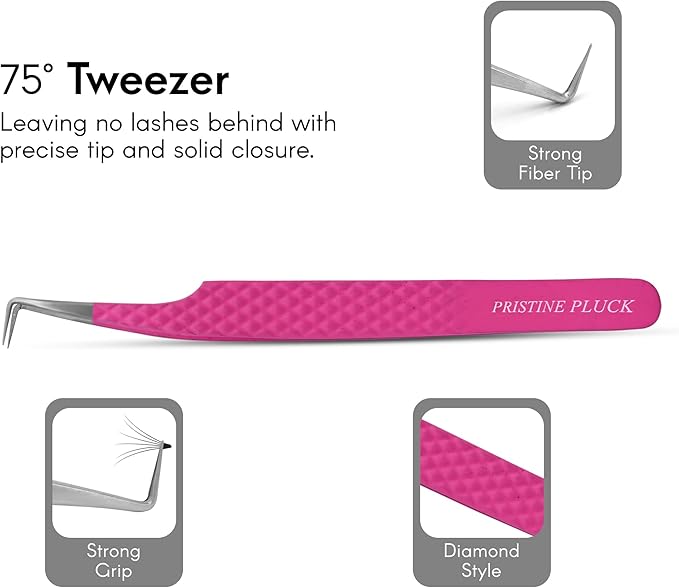 Lash Tweezers Set – Professional Eyelash Extension Tweezers Kit with Case & Brush – 3 Precision Lash Tweezers for Volume, Isolation & Classic Lashes – Anti-Static, Non-Slip Grip