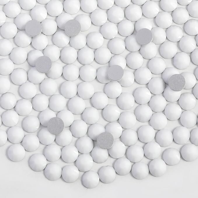 Beadsland 1440pcs Flat Back Crystal Rhinestones Round Gems for Nail Art and Craft Glue Fix, Chalk White, SS6, 1.9-2.1mm