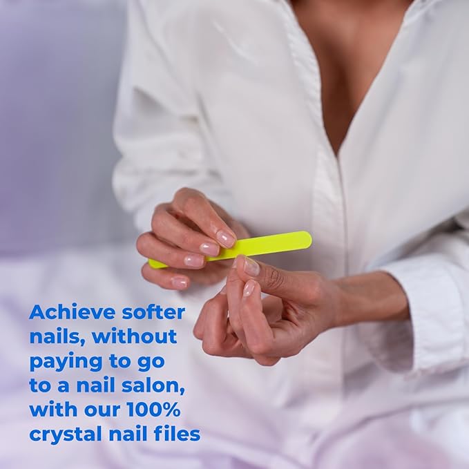 CRISTAUP Crystal Hand Nail File 5.3in, Glass File Durable, Eco Friendly, Gentle on Nails, Perfect for Home, Office and On The Go Elegant Design for Professional Manicure and Pedicure Results