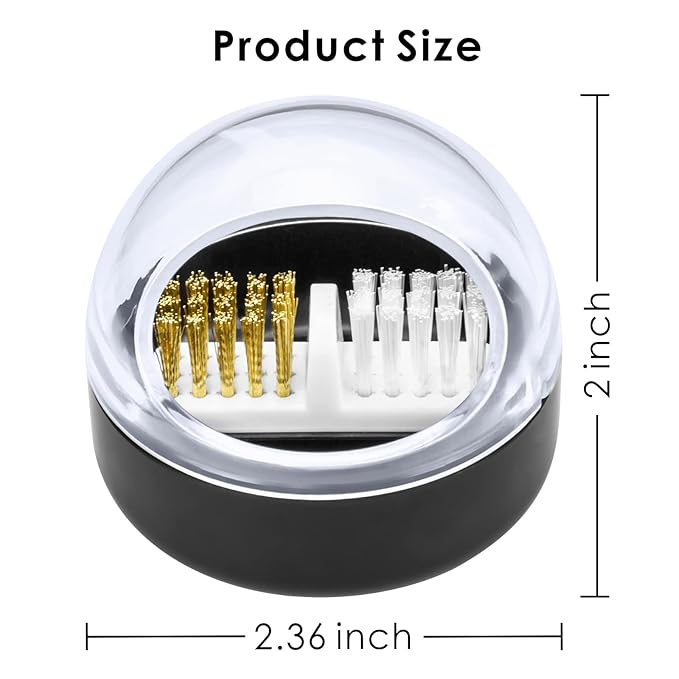 Nail Drill Bits Cuticle Cleaning Tool with Brush Cover Cleaner Case, 2-in-1 Steel Wire Brush & Nylon Brush, Acrylic Nail Tool for Carbide/Ceramic Nail Drill Bits - Black